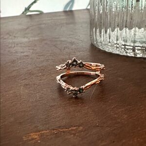 Moss agate rose gold ring enhancer